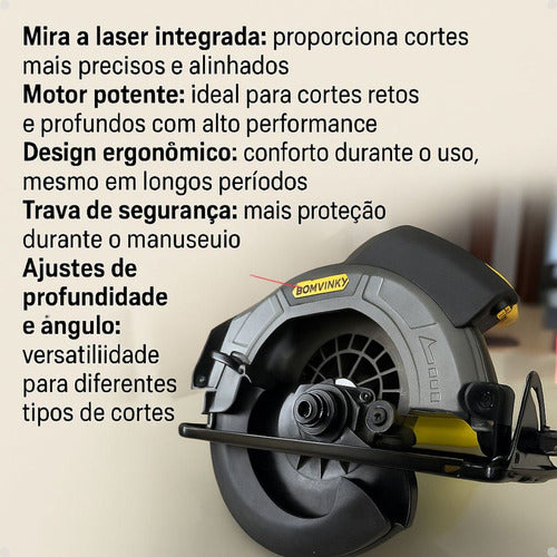 Serra Circular Elétrica C Guia Laser  Madeira Ferro Azulejos